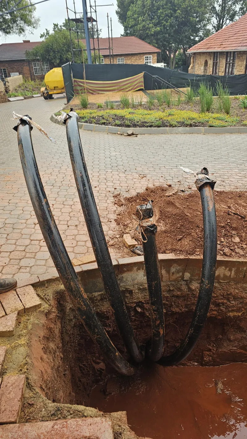 Cable ducts entering a bore pit